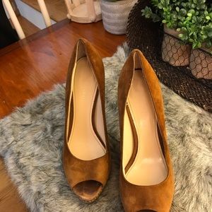 Brown Peep-Toe Pumps